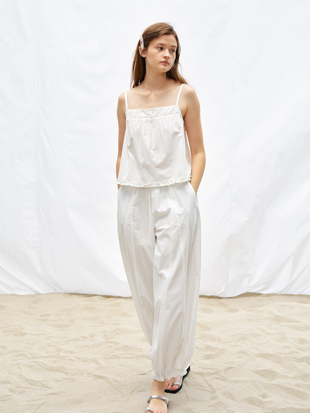Cotton Buttoned Square Neck Tank Top