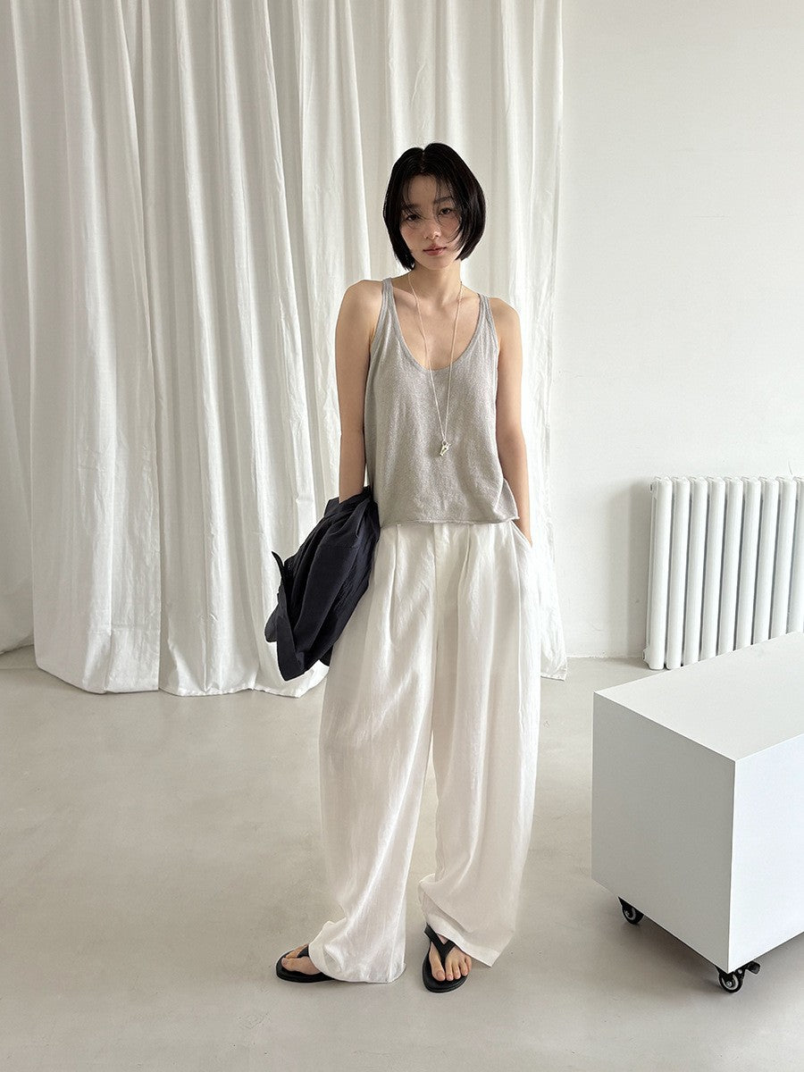 Curved-Shaped Low-Waist Casual Pants