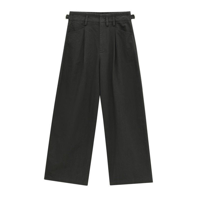 High-Waisted Wide-Leg Tailored Pants with Front Pleats