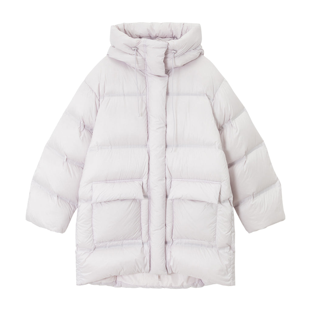 Ultra-Soft Cloud Hooded Seamless Long Puffer Jacket with Pockets