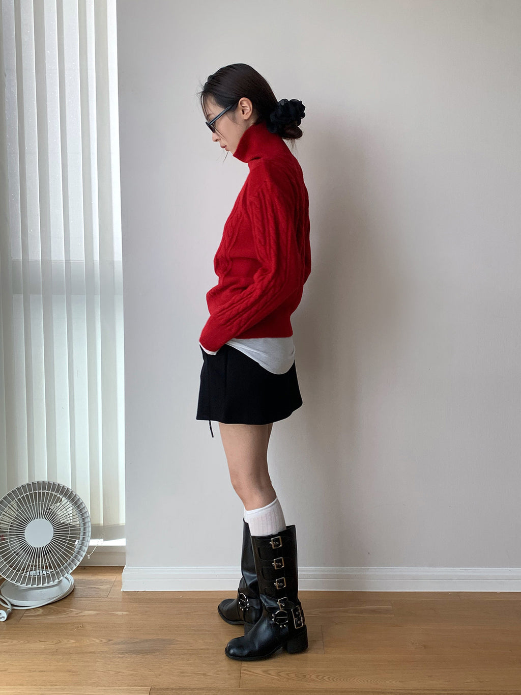 Dorothy Christmas Red Korean Trendy Jacquard Turtleneck Knit Sweater Lazy Versatile Pullover Knit Top