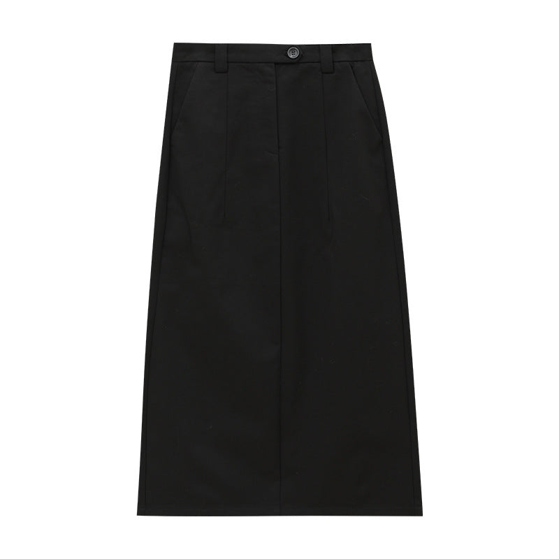 High-Rise Tailored Straight Midi Skirt