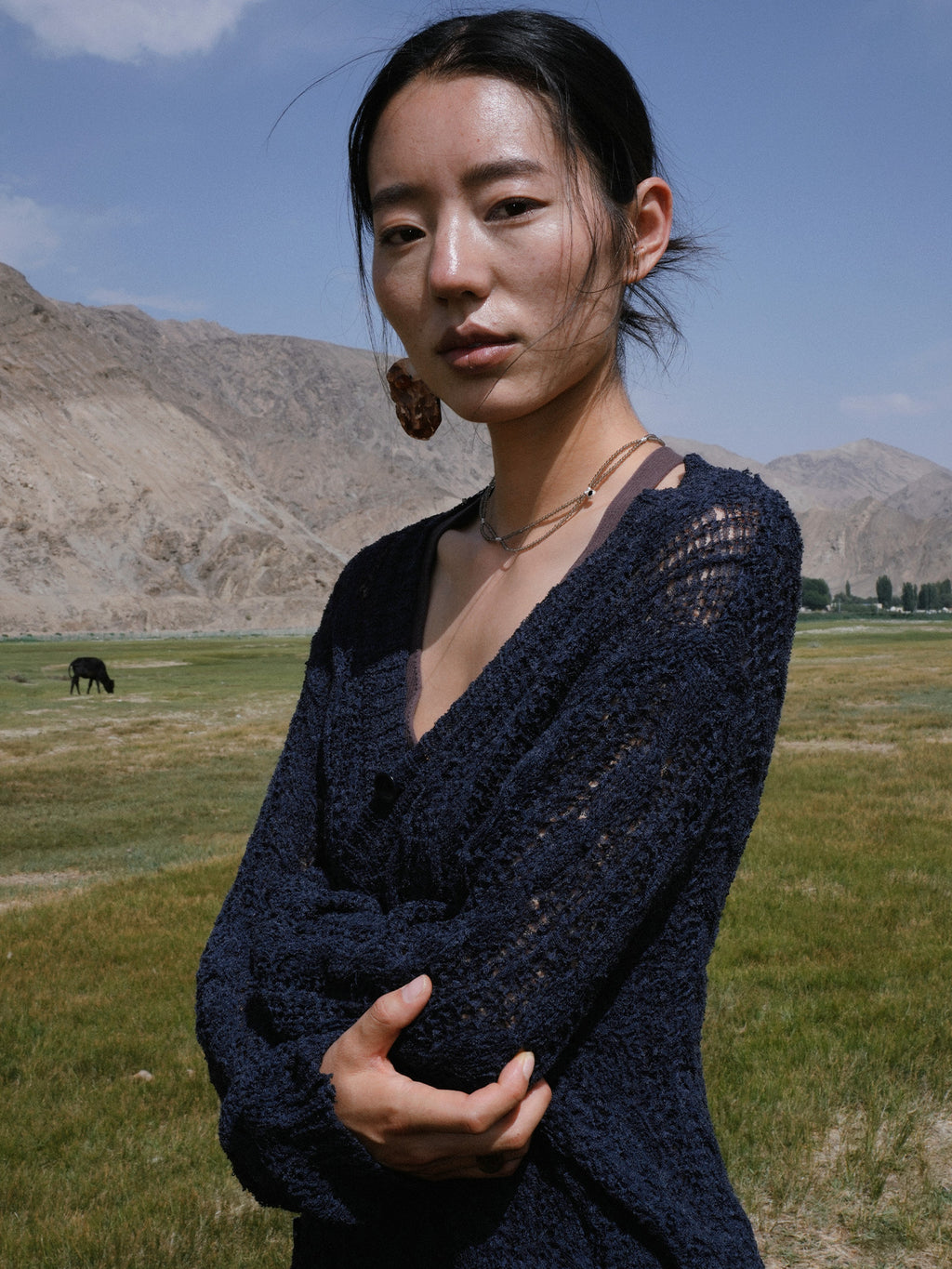 Hollow Relaxed Woven Cardigan