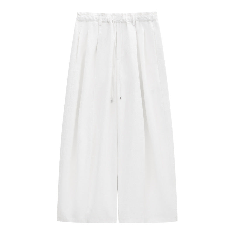 Drawstring Wide-Leg Casual Pants