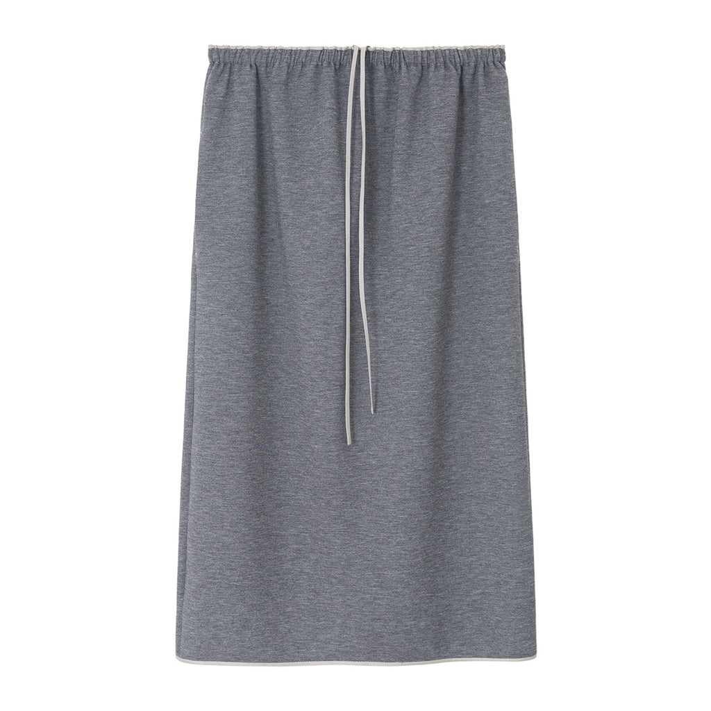 Drawstring Waist Straight Midi Skirt