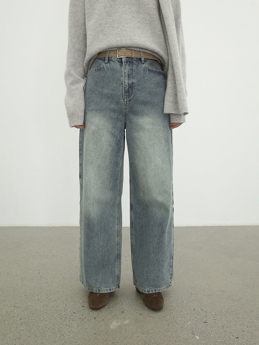 High-Rise Straight-Leg Washed Jeans