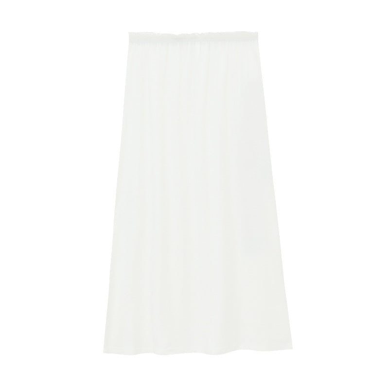 Soft Stretch Ruffled Elastic Waistband Midi Skirt