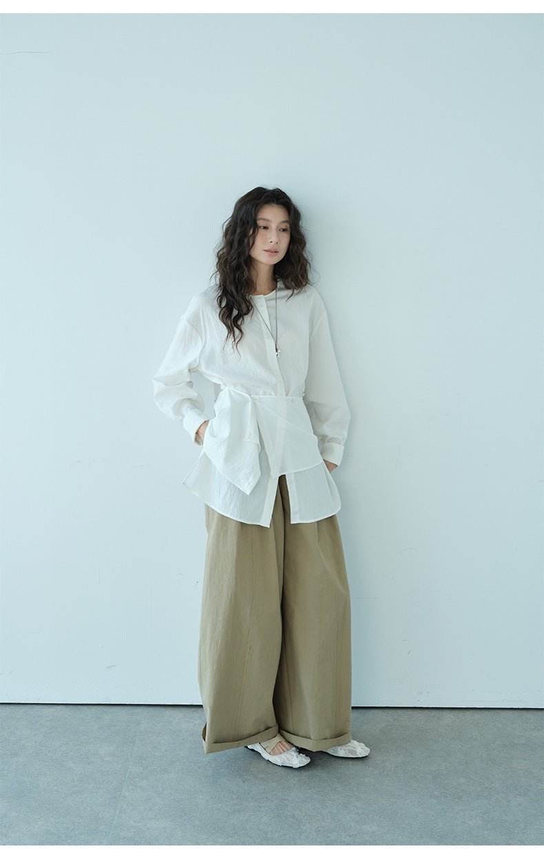 Pleated Casual Wide-leg Pants