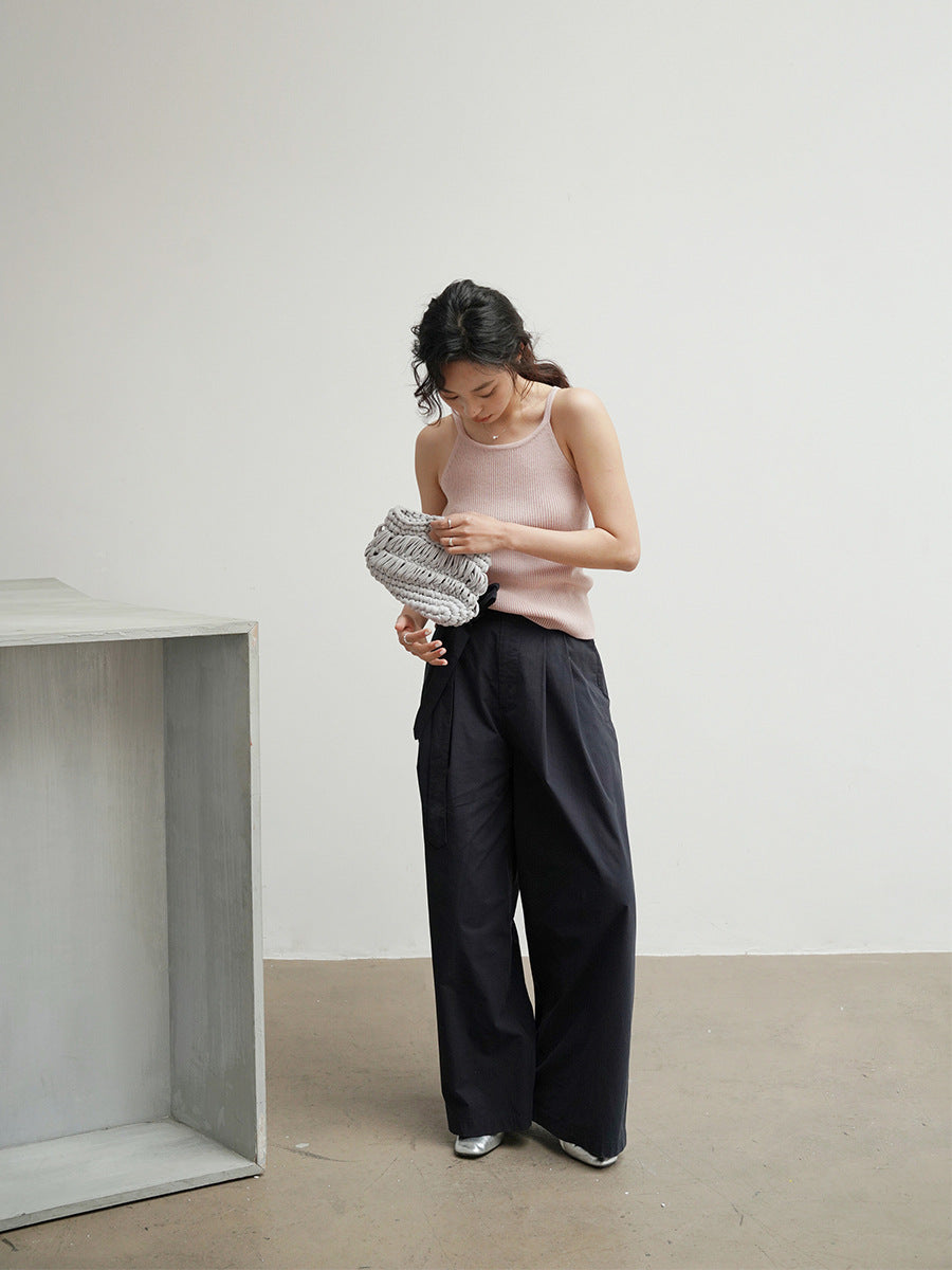 Crisp Cotton Wide-Leg Trousers