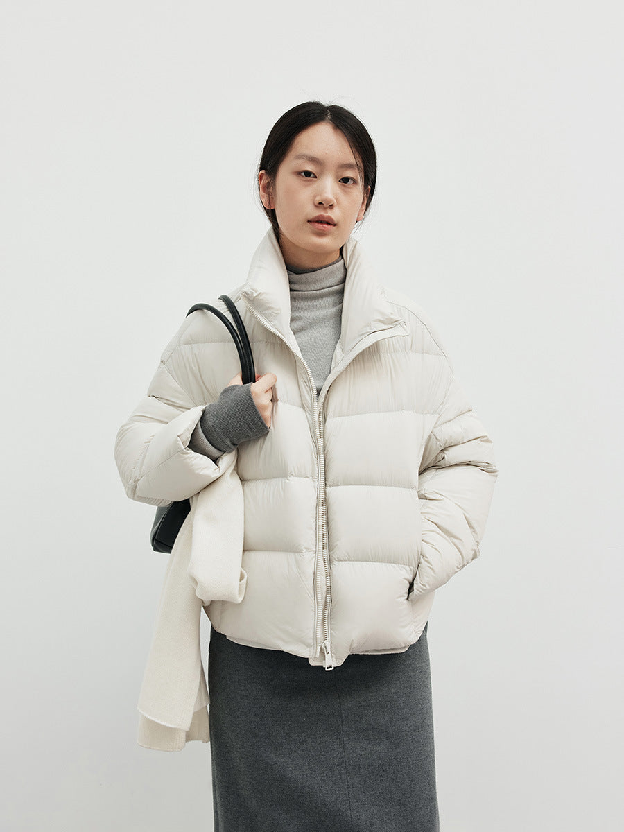 Duck Down Warm Stand Collar Lightweight Relaxed Puffer Jacket