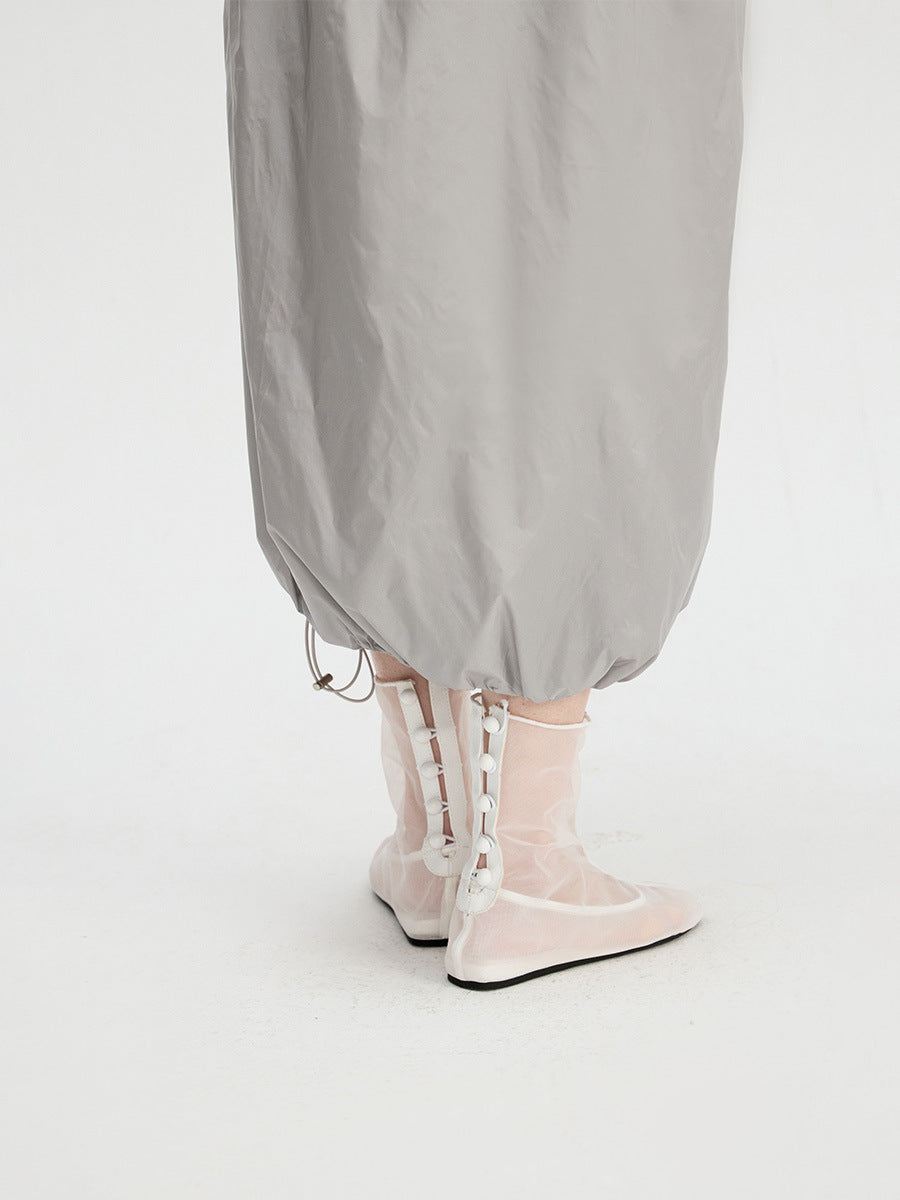 Balloon Midi Skirt with Drawstring Hem