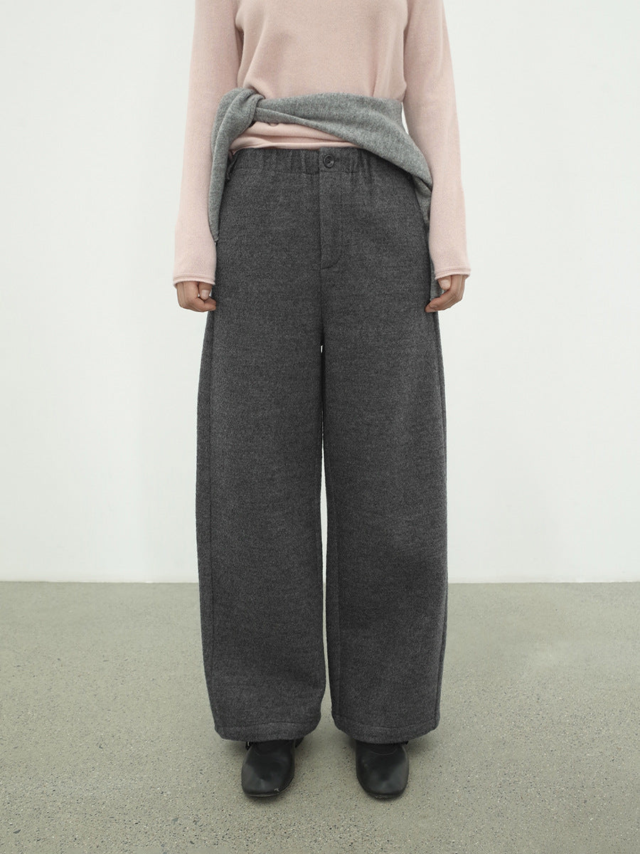Thickened Warm Relaxed Wool Straight Leg Casual Pants