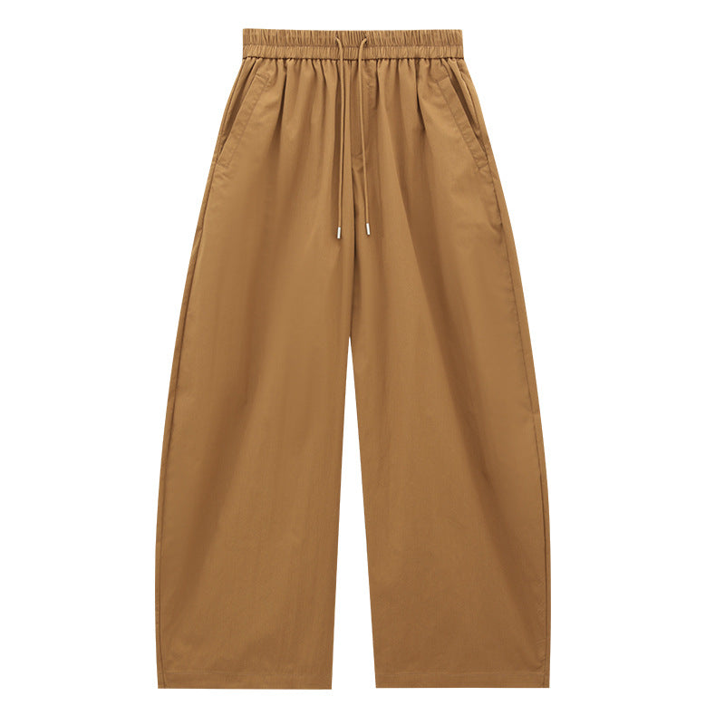 Drawstring Elastic Waist Barrel Pants