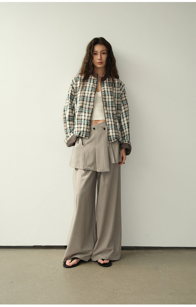 Drape Two-Piece Apron Wide Leg Suit Pants
