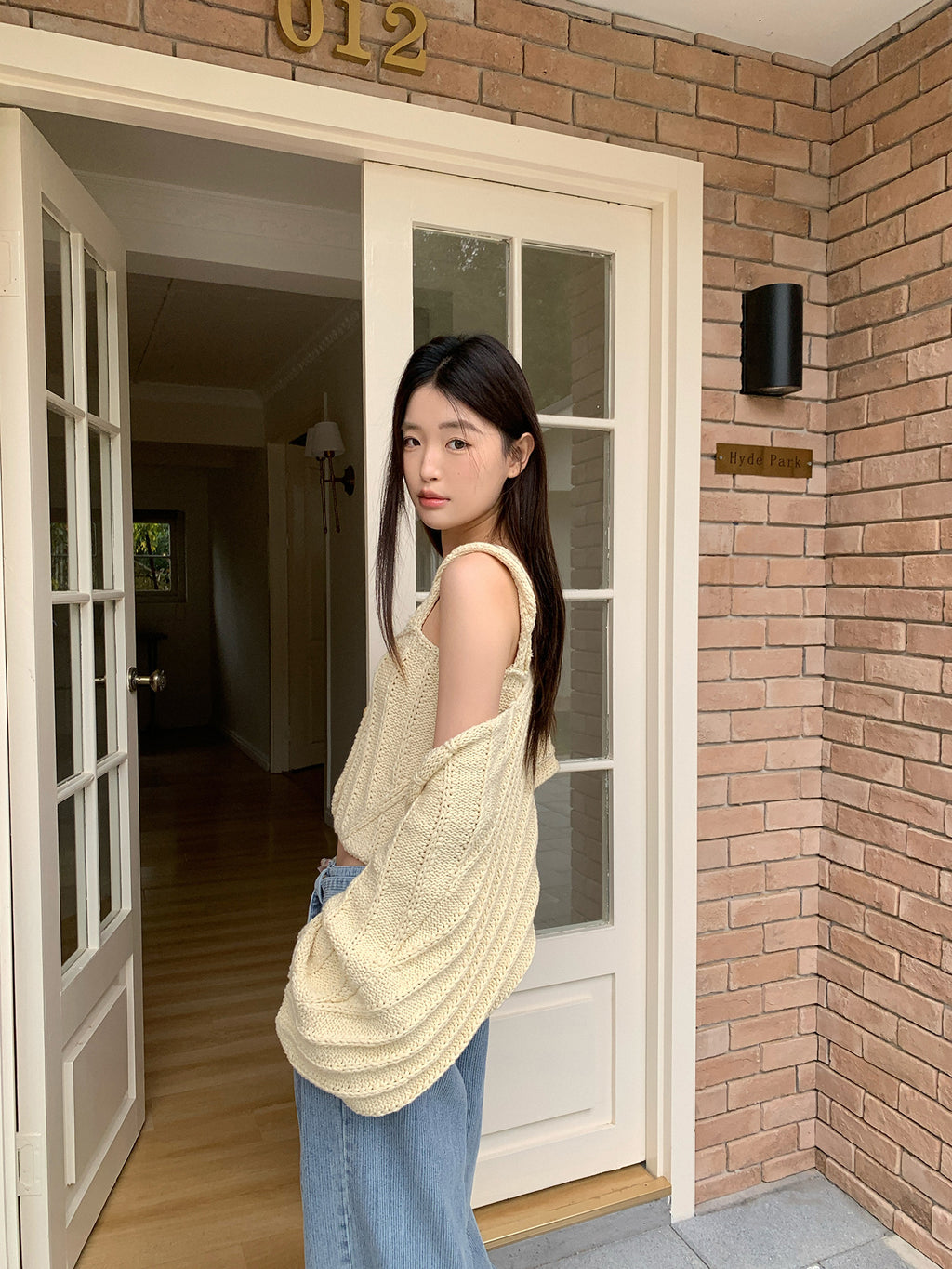 Thick Thread Knitted Long-sleeved Cardigan Shawl