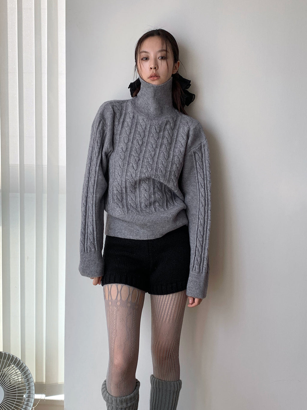 Jacquard Turtleneck Knit Sweater Pullover