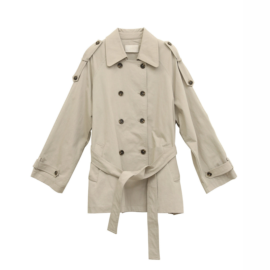 Double-Breasted Lapel Mid-Length Trench Coat
