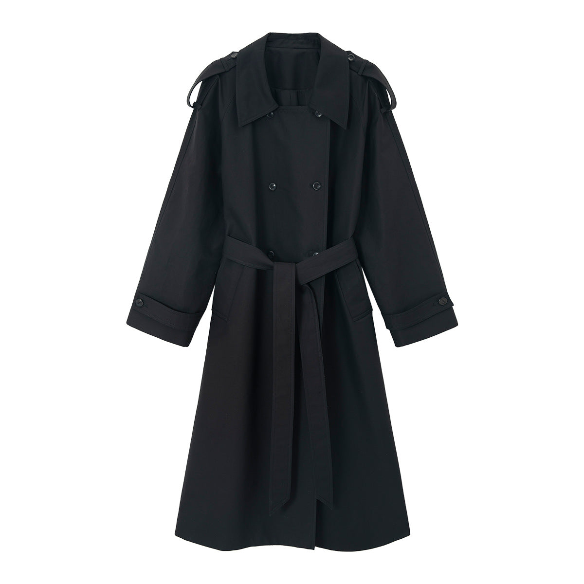 Double-Breasted Belted Relaxed Trench Coat
