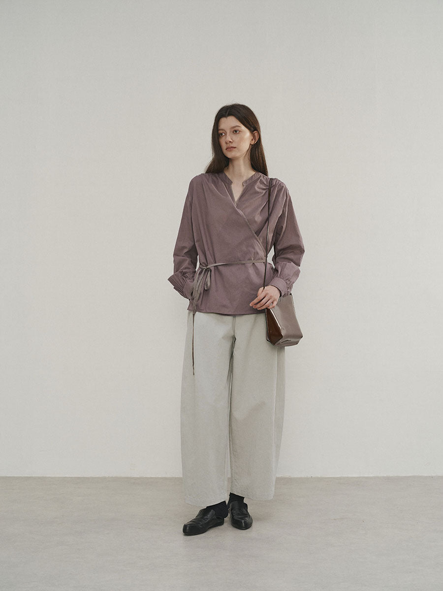 Elastic Waist Drawstring Curved Casual Pants