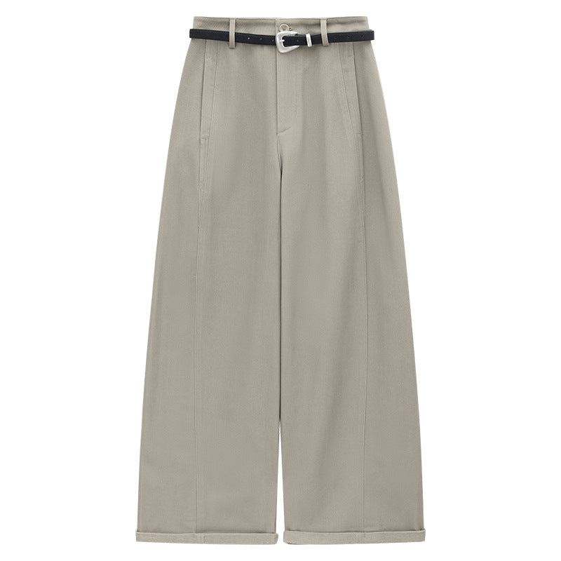 Elegant Combed Cotton Versatile Straight-Leg Pants