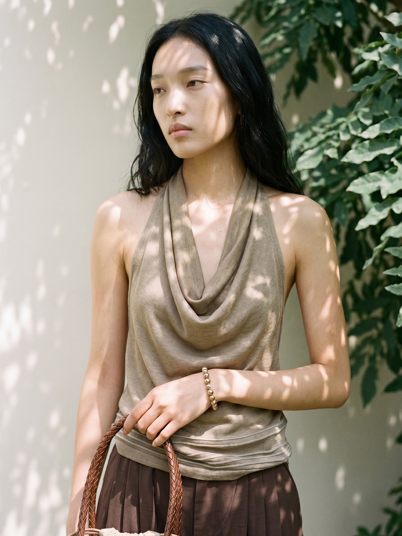 Halter Neck Swing Collar Camisole Backless Slim Fit Breathable Sleeveless Shirt