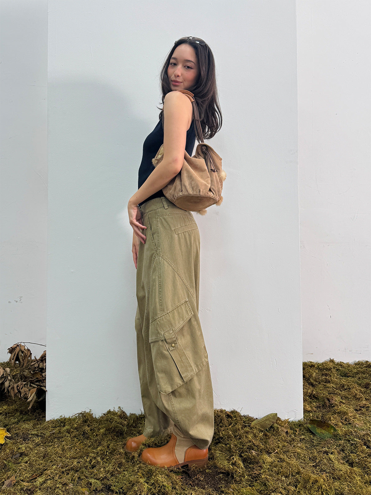 Washed Workwear Casual Very Baggy Cargo Pants