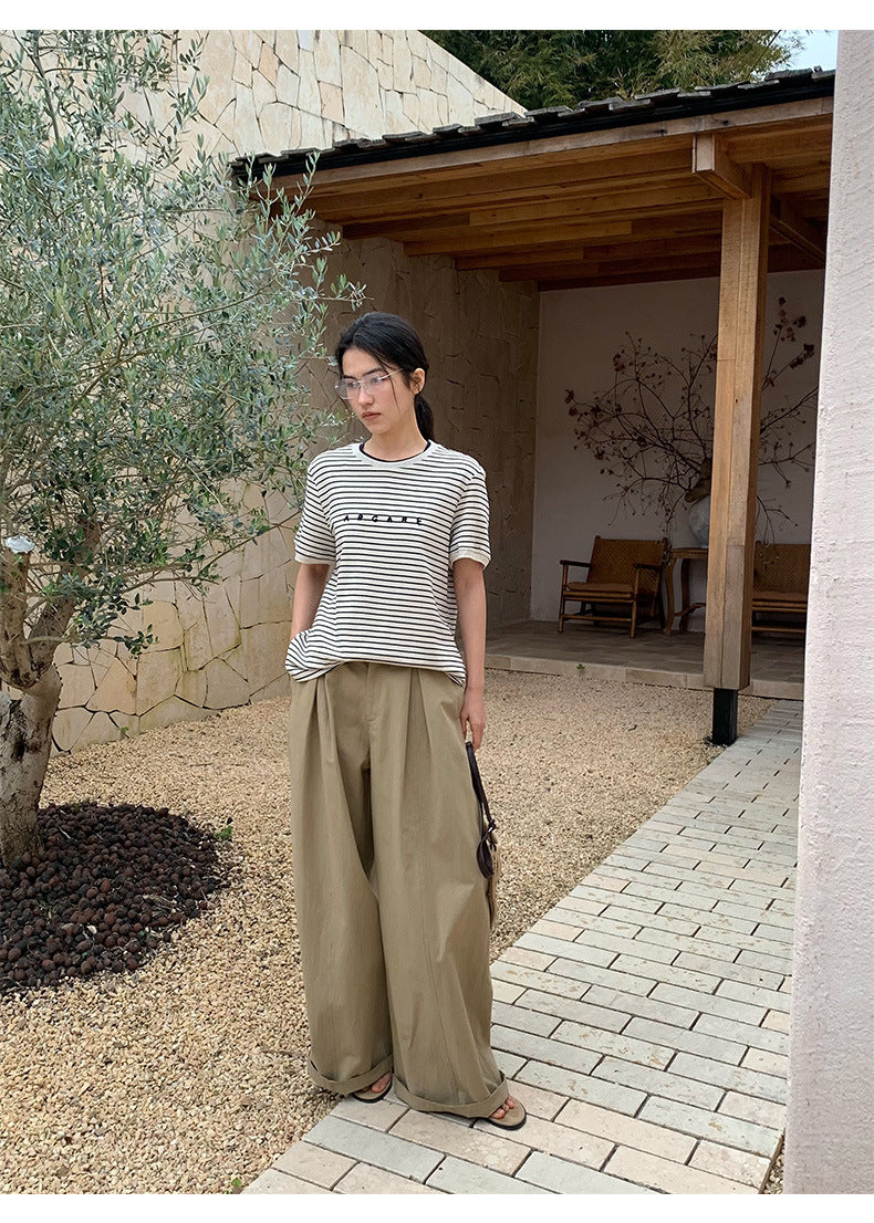Pleated Casual Wide-leg Pants