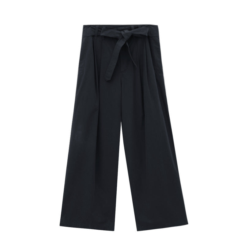 Crisp Cotton Wide-Leg Trousers