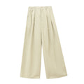 High Waist Wide Leg Pleated Trousers