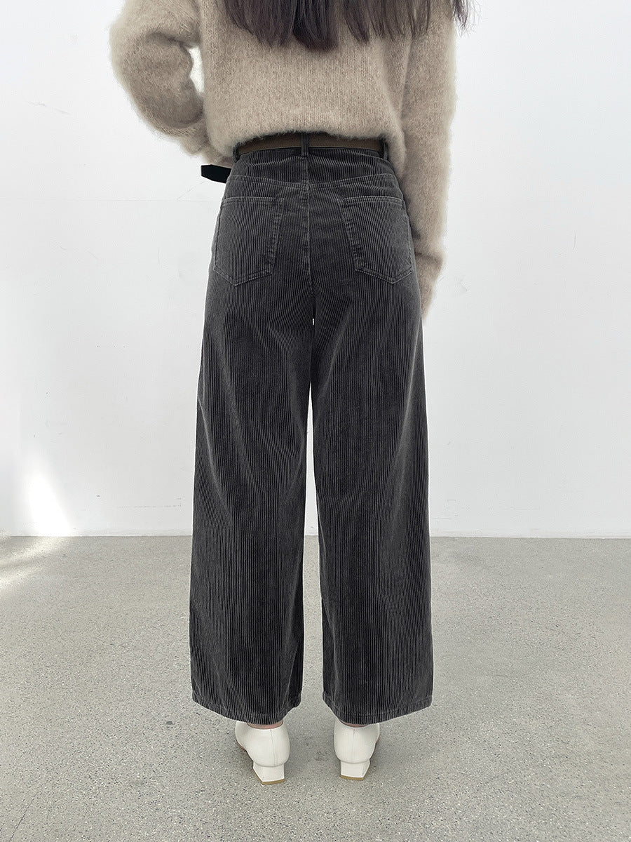 Straight-Leg Corduroy Casual Pants