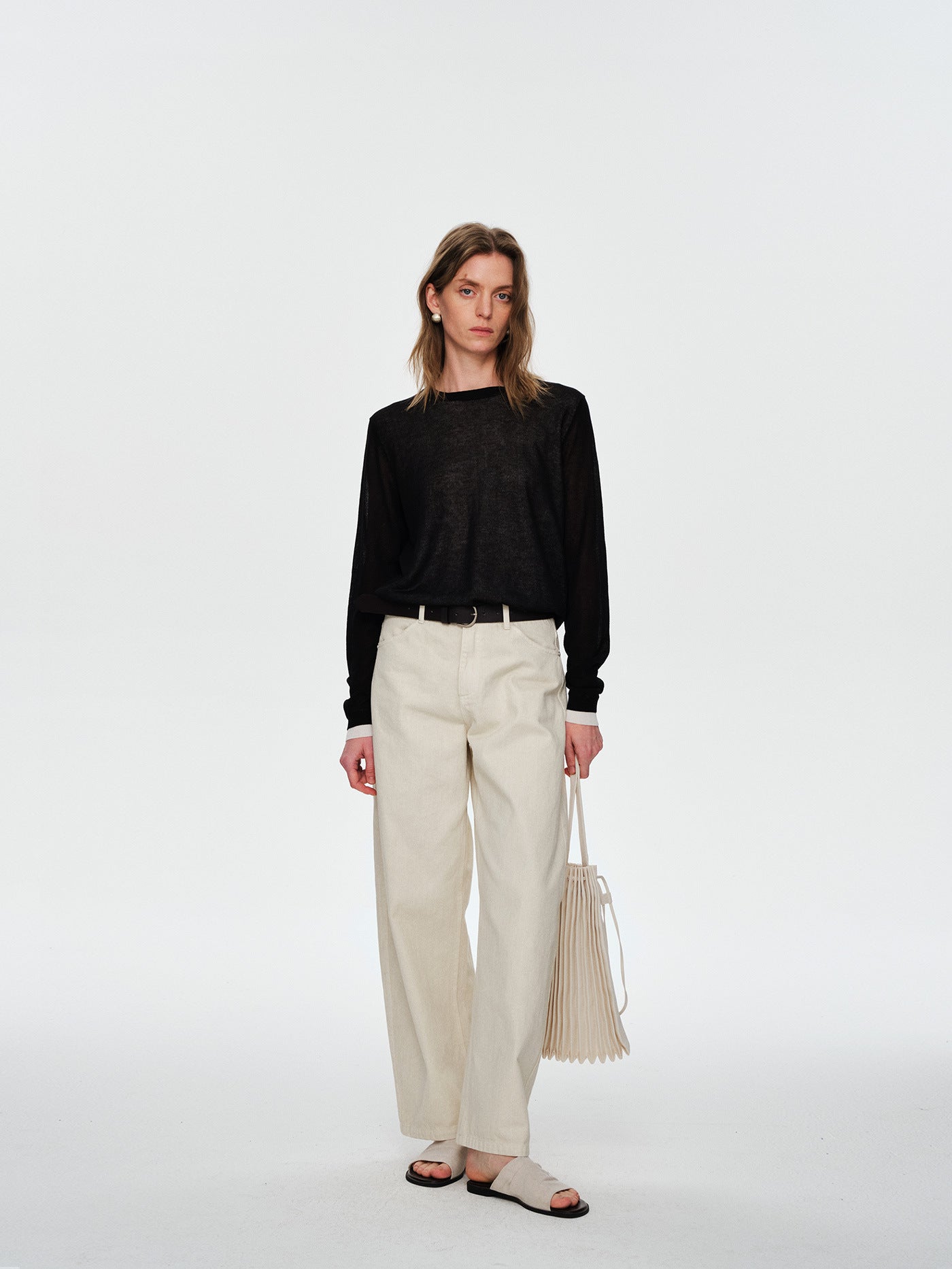 Color-Block Fake Two-Piece Relaxed Knit Top