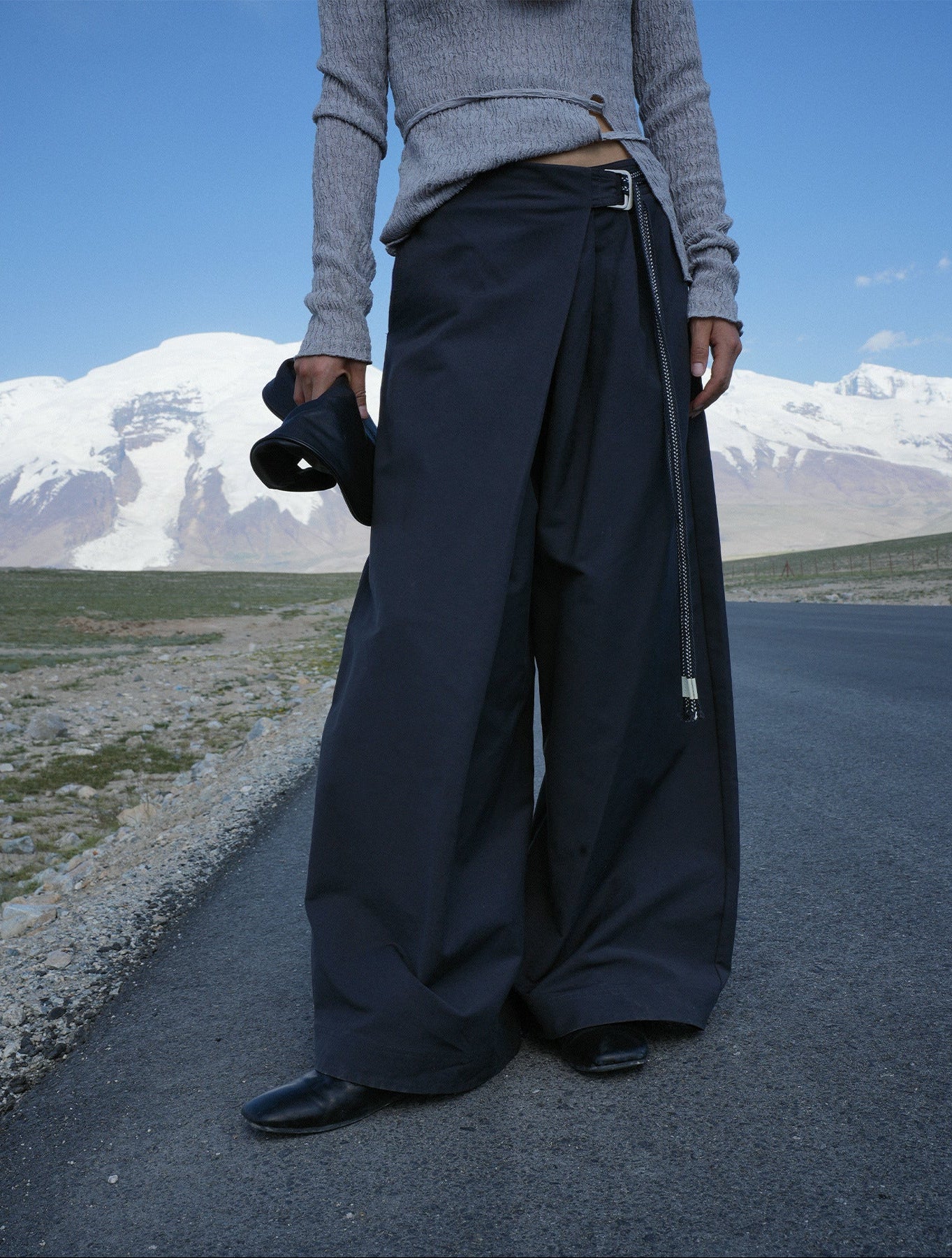 Wrap-Up Casual Loose Wide-Leg Pants