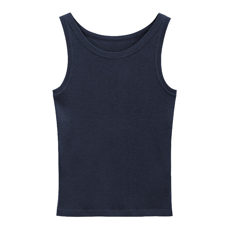 Round Neck Soft Textured Wool Tank Top