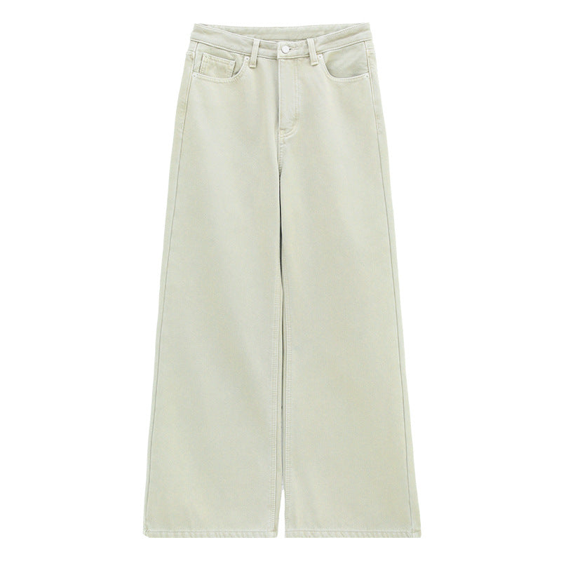 Washed High-Waist Straight-Leg Flared Jeans
