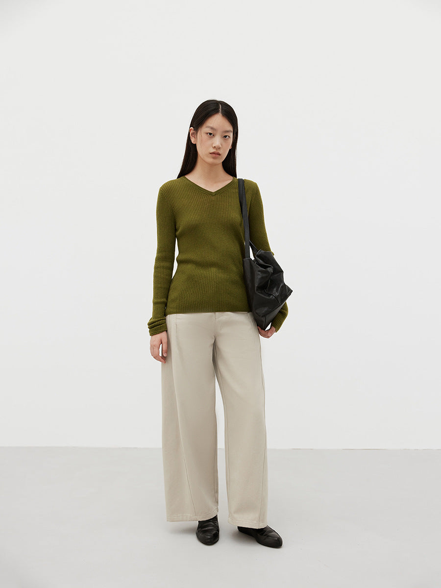 Cotton Smooth Straight-Leg Casual Pants
