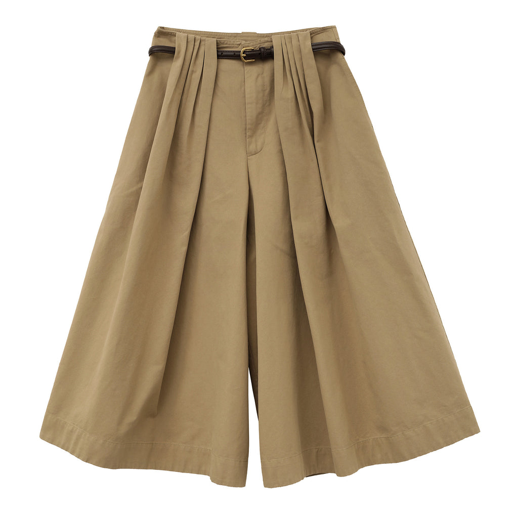 Pleated Cropped Wide-leg Large Pants