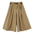 Pleated Cropped Wide-leg Large Pants