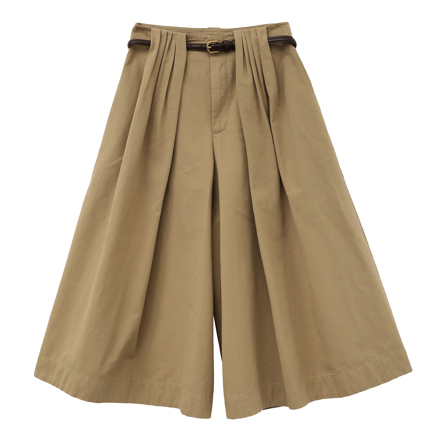 Pleated Cropped Wide-leg Large Pants