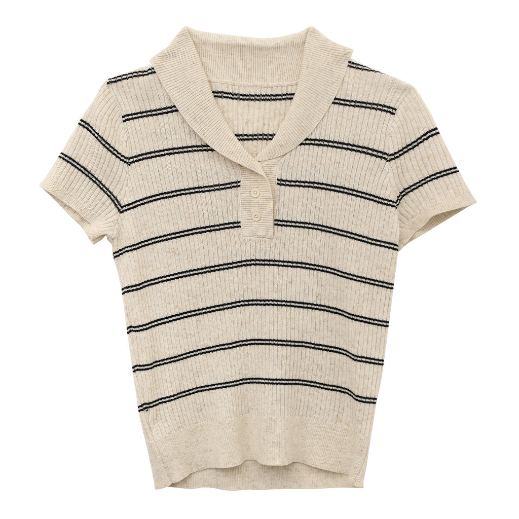 Striped V-Neck Polo Shirt