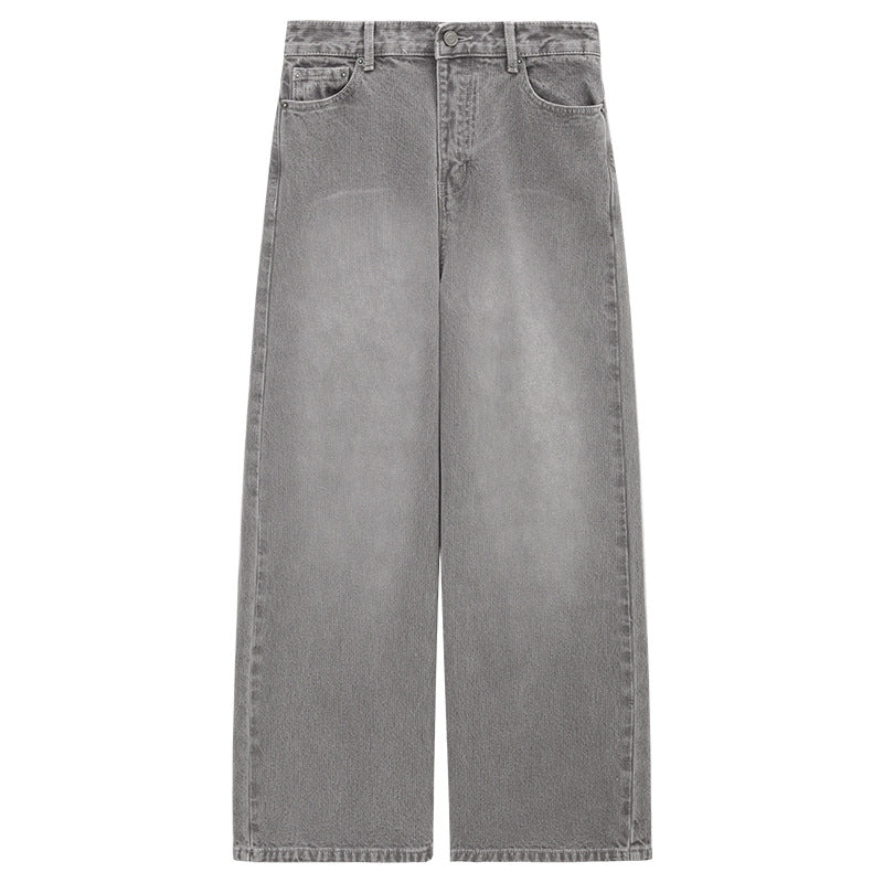 Minimalist Warm Straight Versatile Washed Jeans