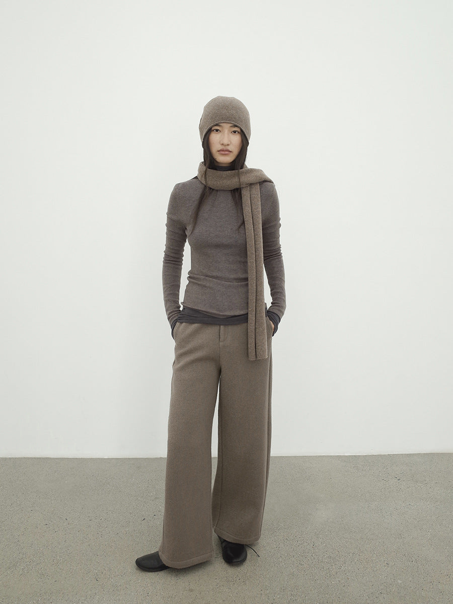 Thickened Warm Relaxed Wool Straight Leg Casual Pants