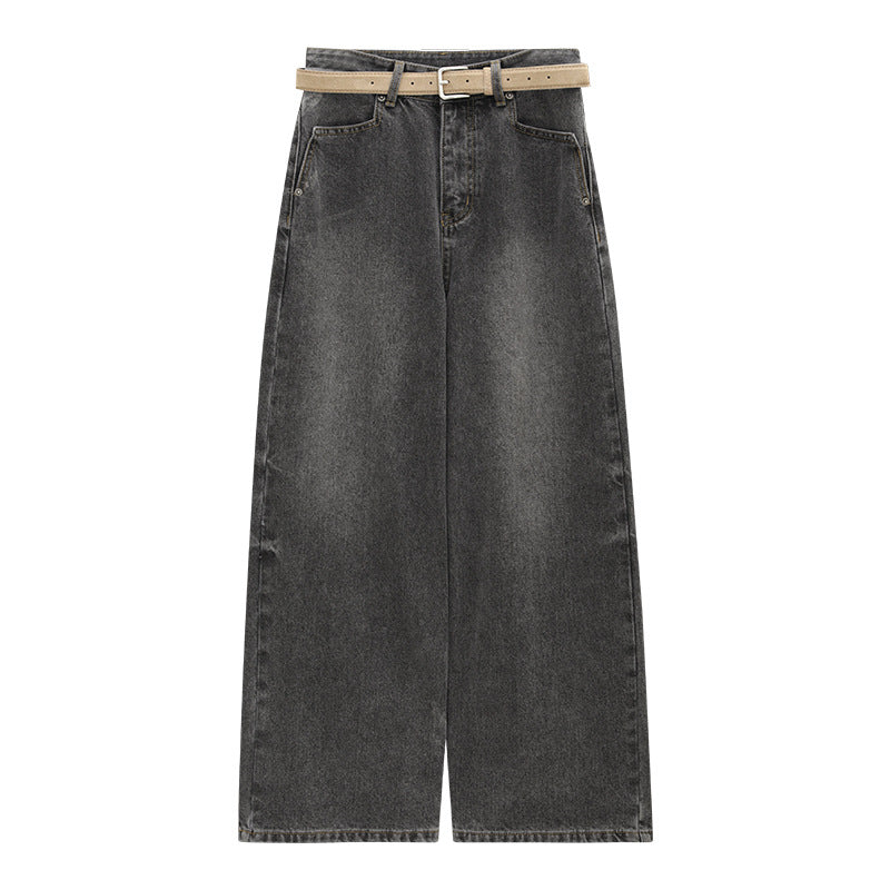 High-Rise Straight-Leg Washed Jeans