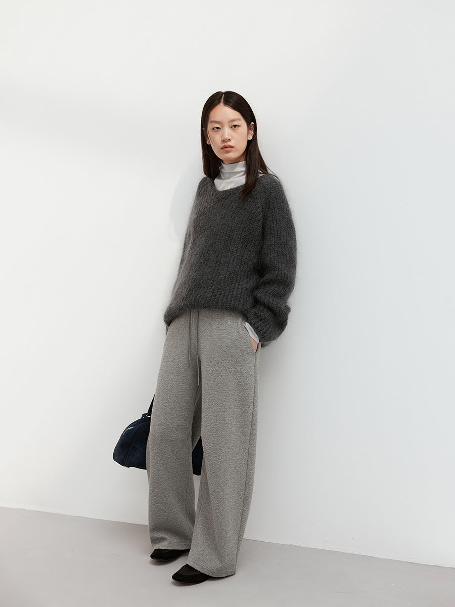 Bouclé Textured Knit Wide Leg Lounge Pants