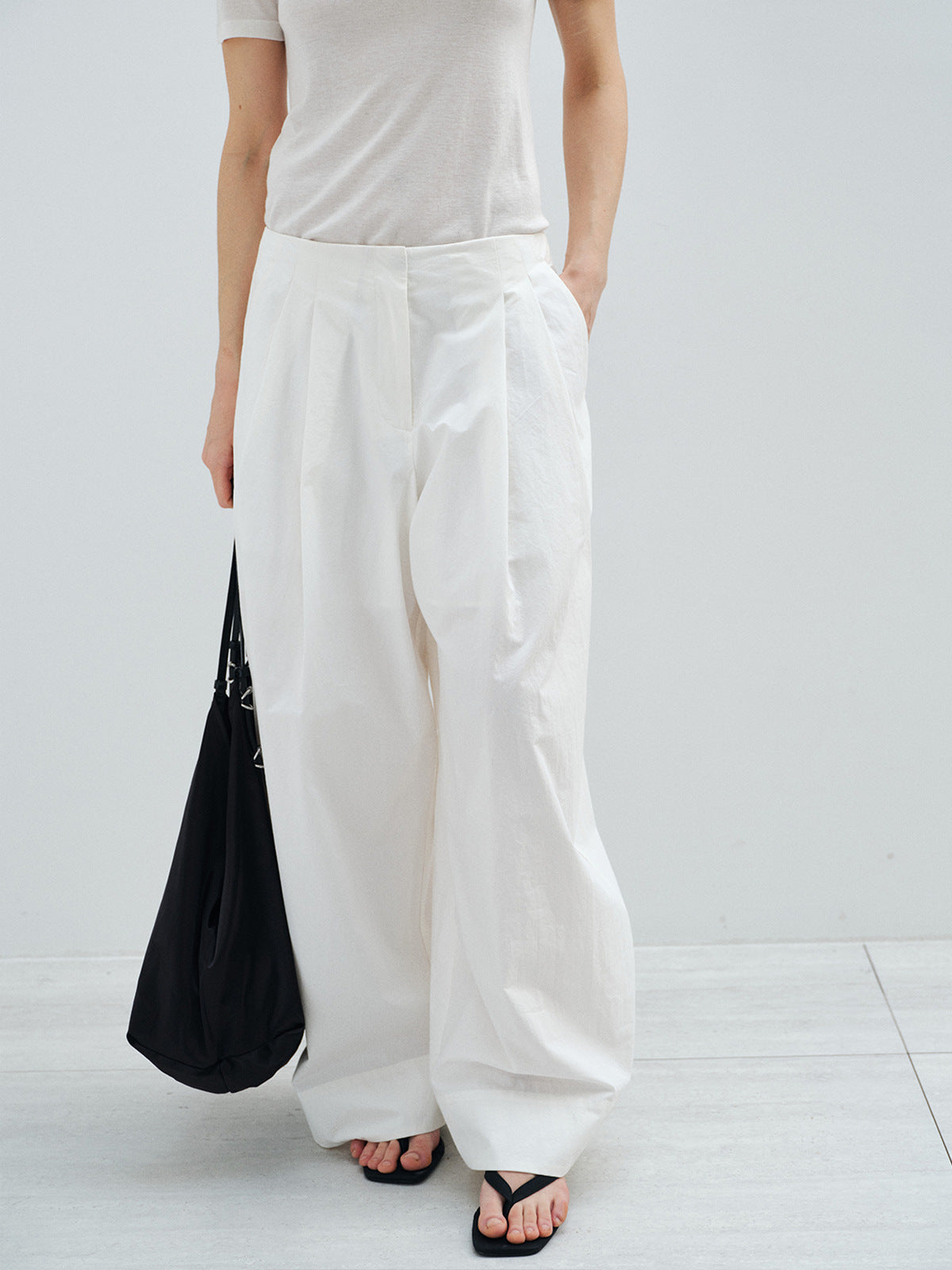 Pleated Wide-leg Baggy Pants