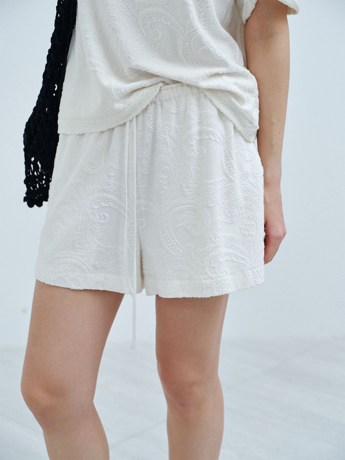 Relaxed Embroidered Drawstring Lounge Shorts