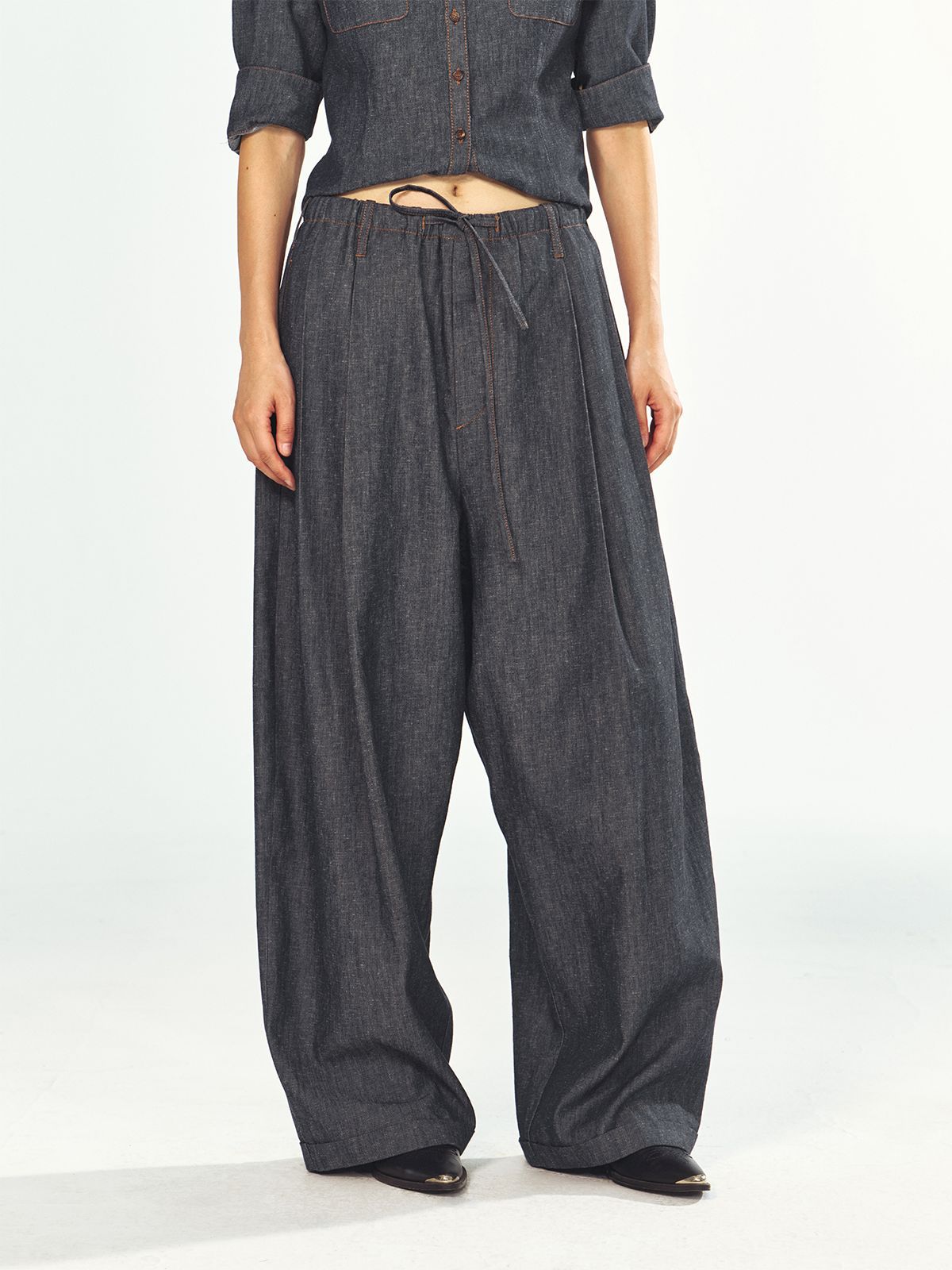 Linen-Cotton Casual Denim Pants