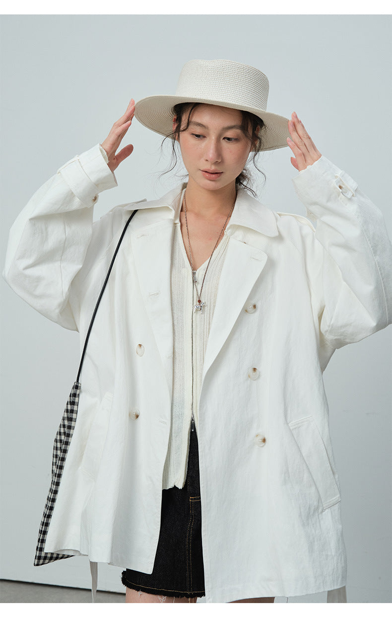 Double-Breasted Lapel Mid-Length Trench Coat