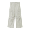 Distressed Matte Textured Wide Leg Cargo Pants