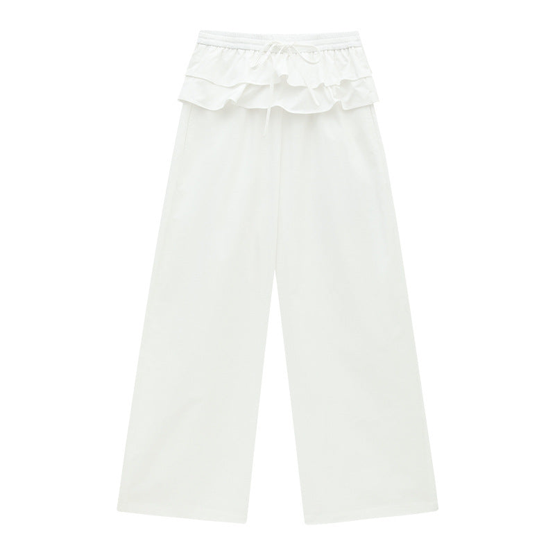 Ruffled-Layer Wide-Leg Trousers