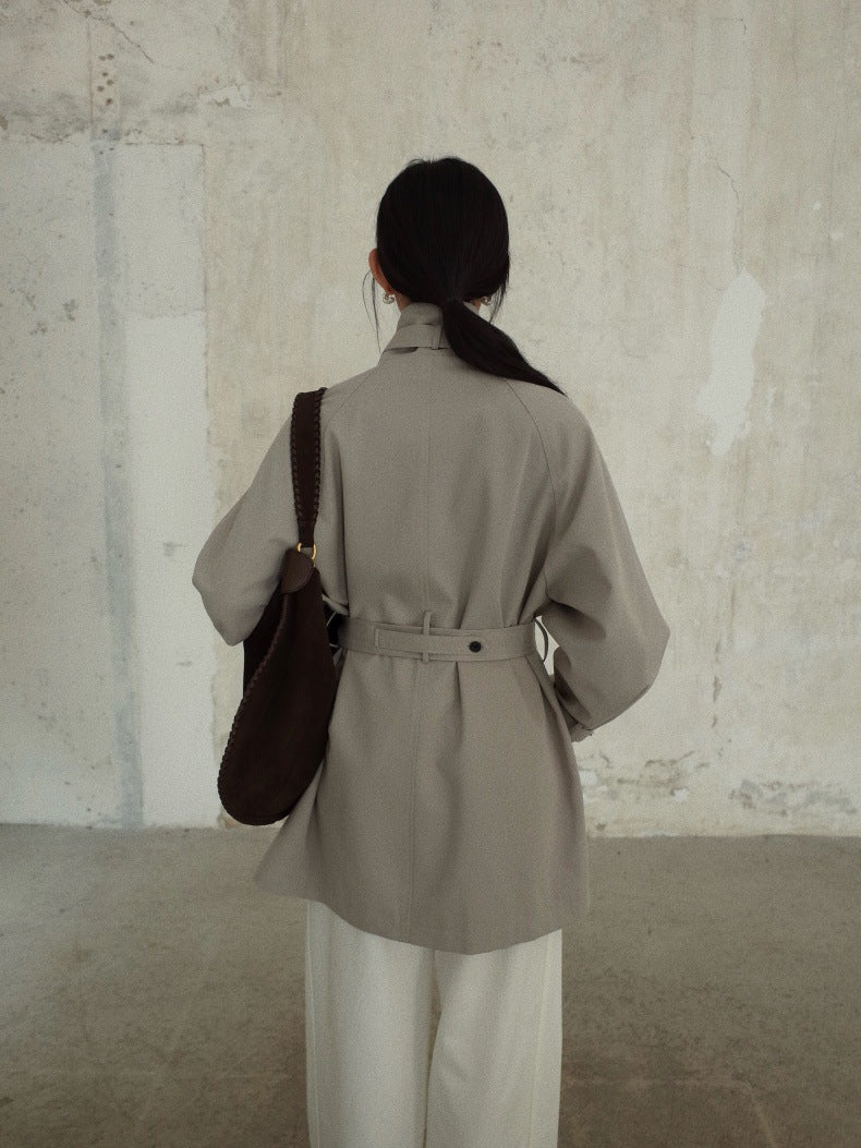 Stand-Up Collar Mid-Length Stylish Trench Coat